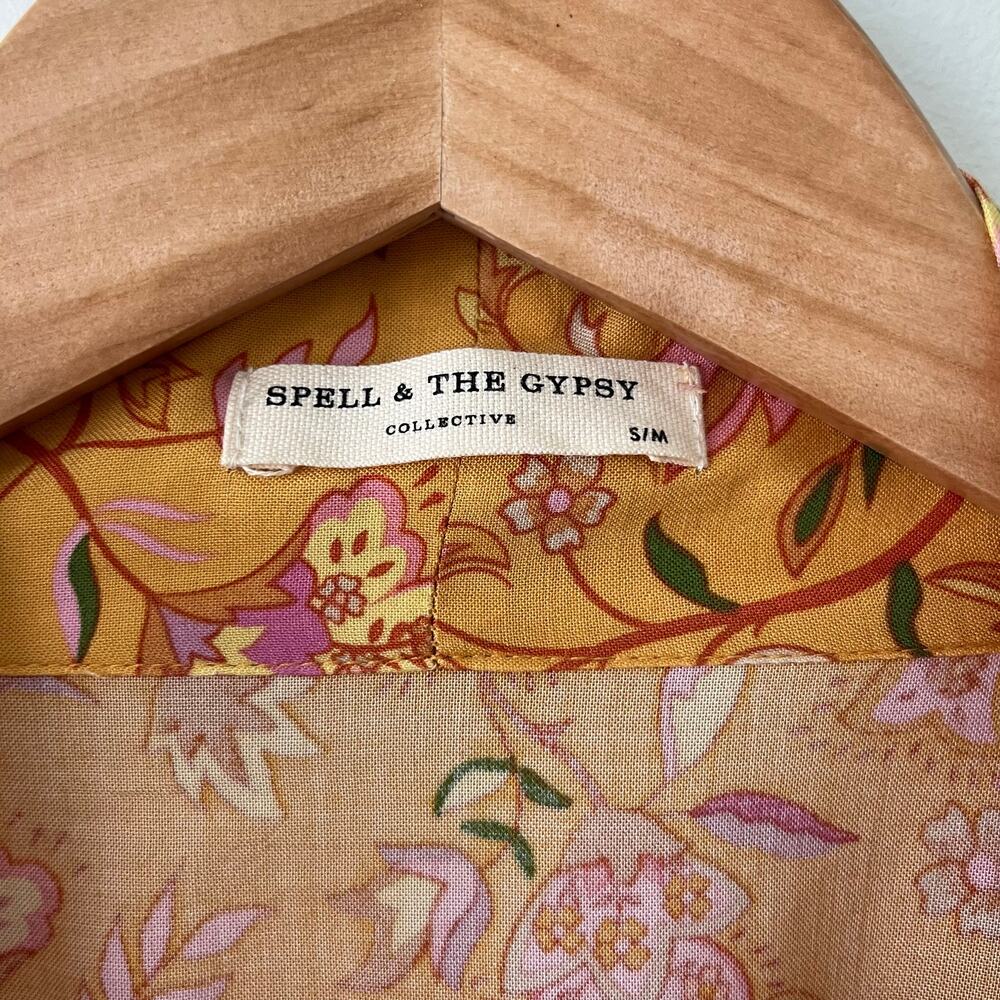 Spell And The Gypsy Collective Portobello Road Kimono Floral Yellow Robe, Small - Picture 8 of 16